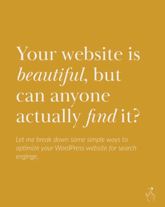 Your WordPress website should be doing more than just looking good—it should be working for you. That means helping potential clients find you on Google instead of you constantly trying to chase them down.

SEO might sound overwhelming, but it doesn’t have to be. By making a few key tweaks—like optimizing your page titles, resizing images, and improving site speed—you can help search engines understand your site and make it easier for clients to discover your brand.

If you want to get more traffic, leads, and visibility, start with these simple SEO basics. Swipe through for easy, actionable steps—Click the link in bio to learn more.

Because a website that ranks = a website that works.

#onlinepresence #websitedesign #strategicwebsitedesign #google #googleseo #seo #marketingtips #onlinemarketing #brandgrowth #wordpresswebsite